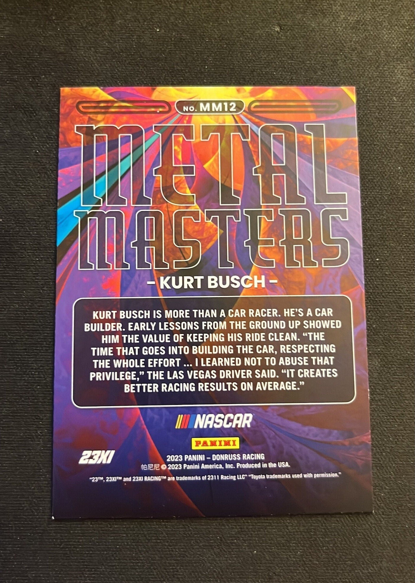 Kurt Busch - 2023 Donruss Racing Metal Monsters - Insert cards (Fireworks Hologram)  NASCAR Racing