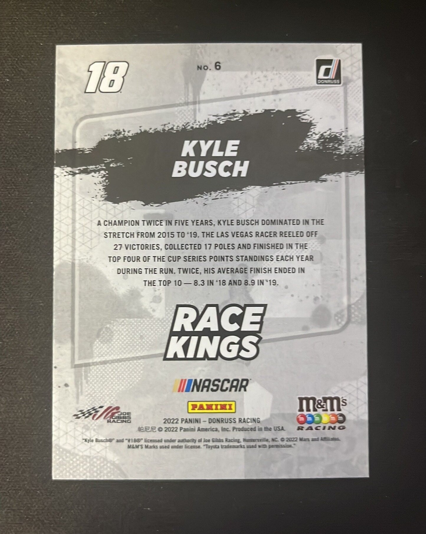 Kyle Busch - 2022 Donruss NASCAR Racing Race Kings LIME GREEN Parallel