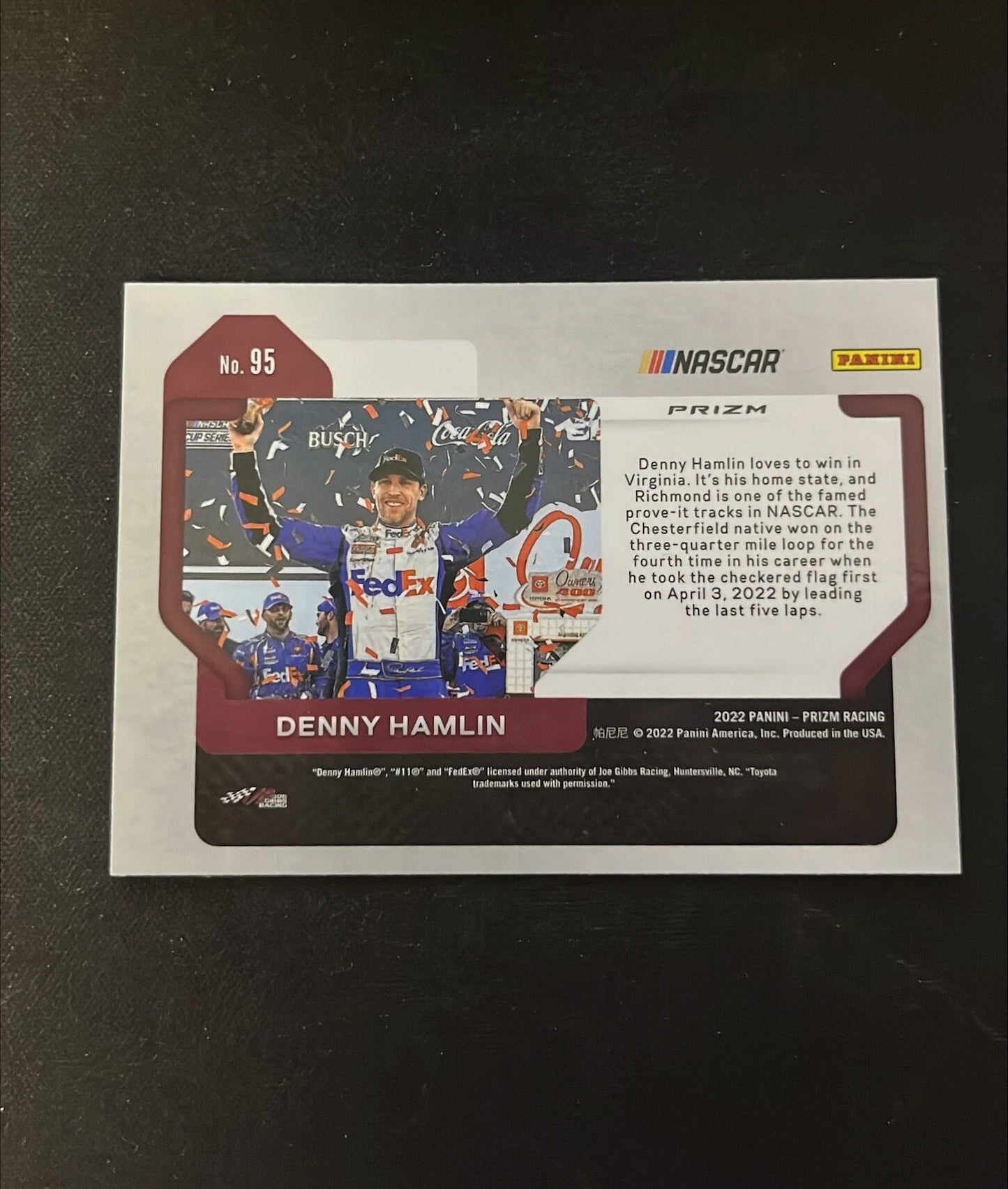 Denny Hamlin - 2022 Donruss Racing NASCAR Optic Prizm LIME GREEN Parallel