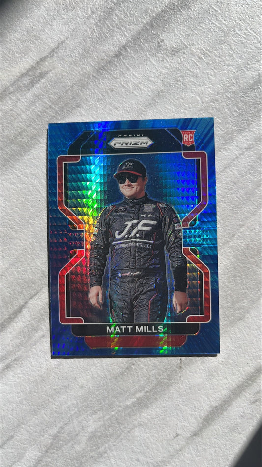 Matt Mills ROOKIE Card - 2022 Panini Prizm NASCAR Racing BLUE Prizm