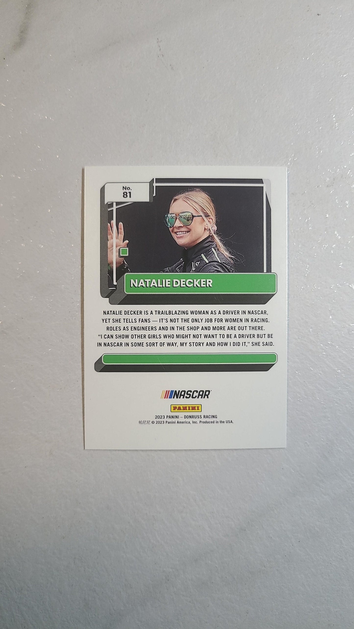 Natalie Decker - 2023 NASCAR Donruss Racing base card