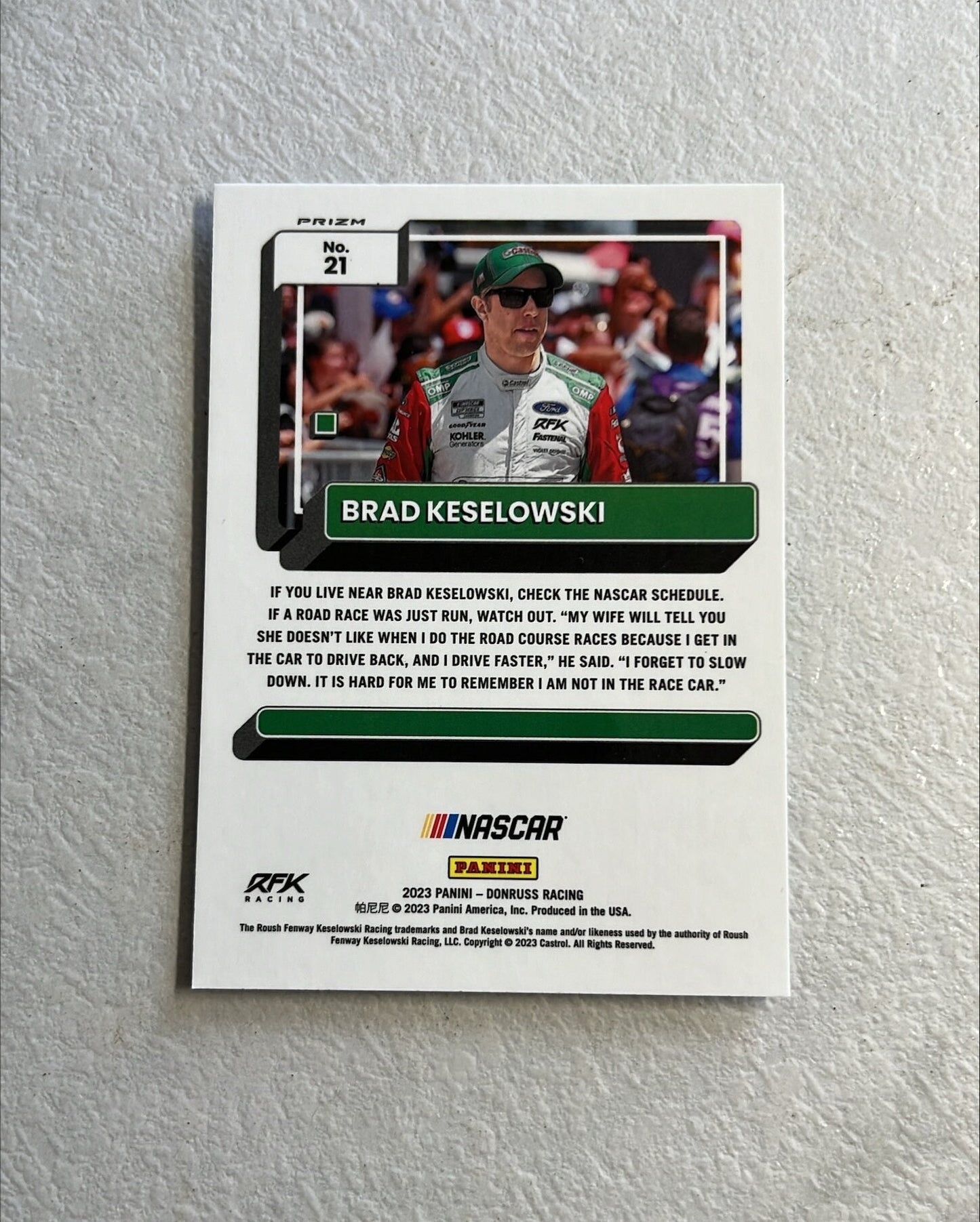 Brad Keselowski - 2023 Donruss OPTIC PRIZM Racing Nascar silver holo Card