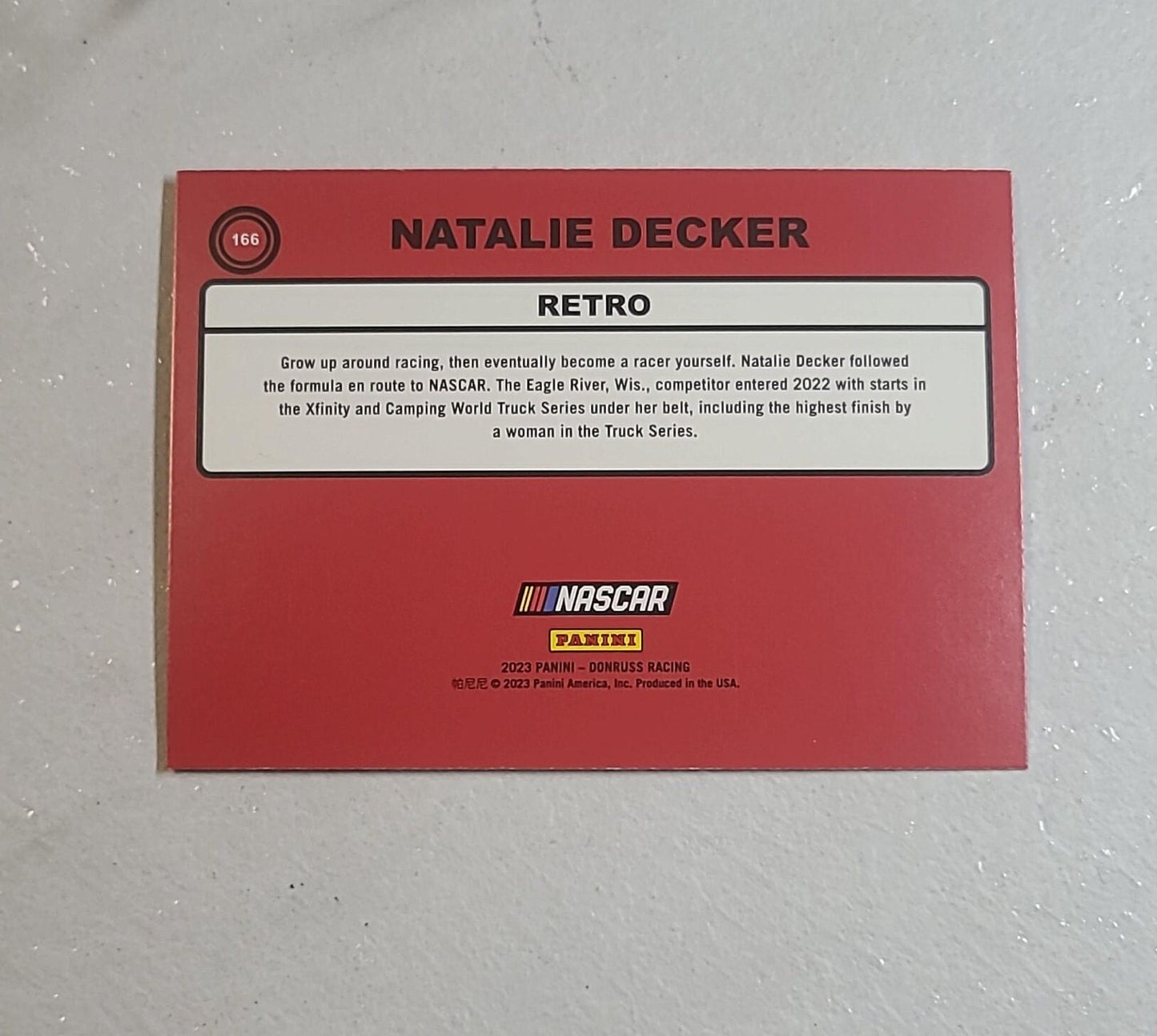 Natalie Decker - 2023 NASCAR Donruss Racing RETRO card by Panini