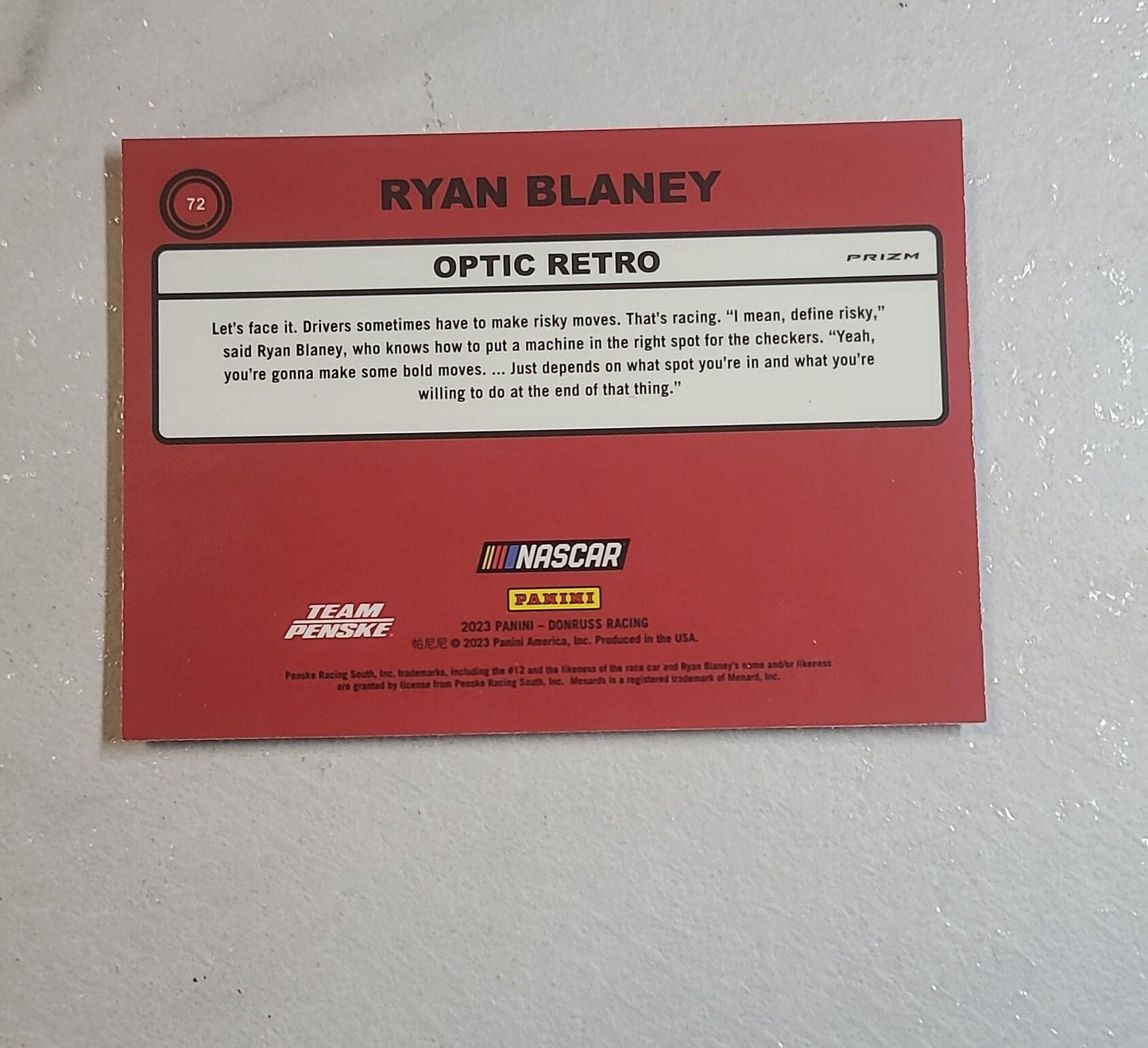 Ryan Blaney - 2023 NASCAR Donruss Racing Retro PRIZM silver halo