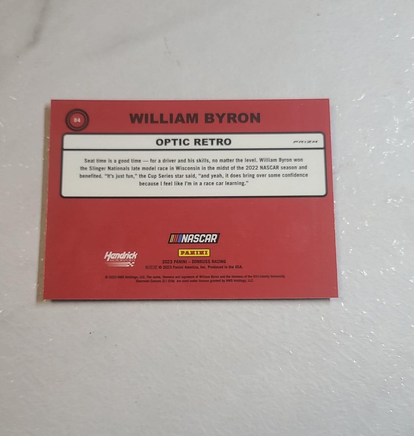 William Byron - 2023 NASCAR Donruss Racing Retro PRIZM silver halo