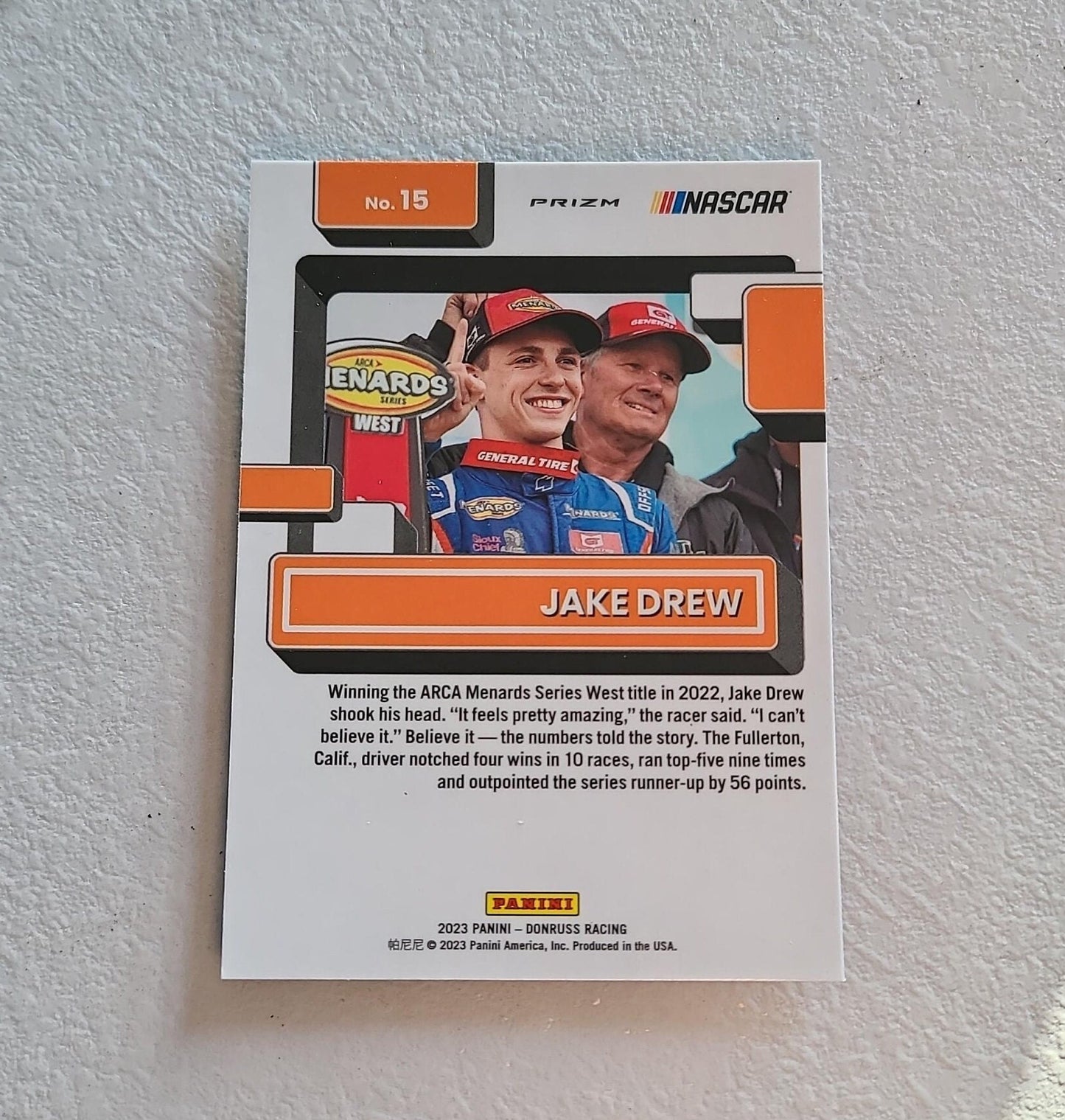 Jake Drew - 2023 Donruss Racing Rated Rookies Optic Base Holo #15