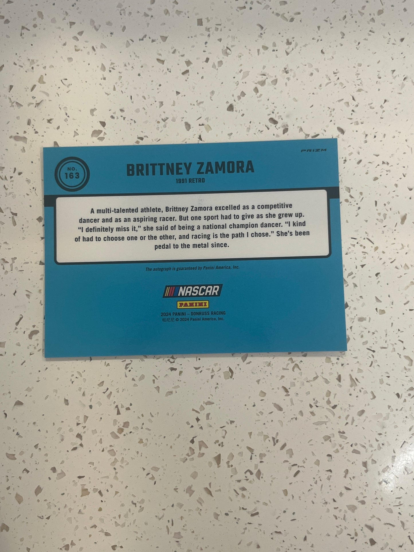 Brittney Zamora AUTO - 2024 Donruss Racing OPTIC Prizm NASCAR Panini Hologram card