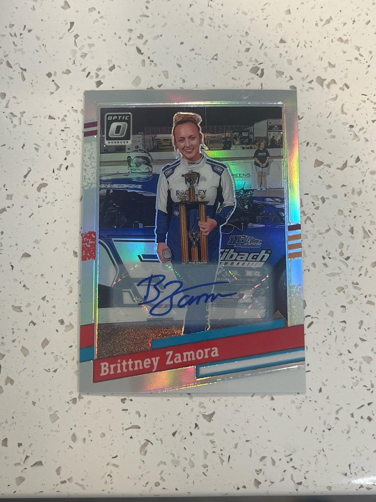 Brittney Zamora AUTO - 2024 Donruss Racing OPTIC Prizm NASCAR Panini Hologram card