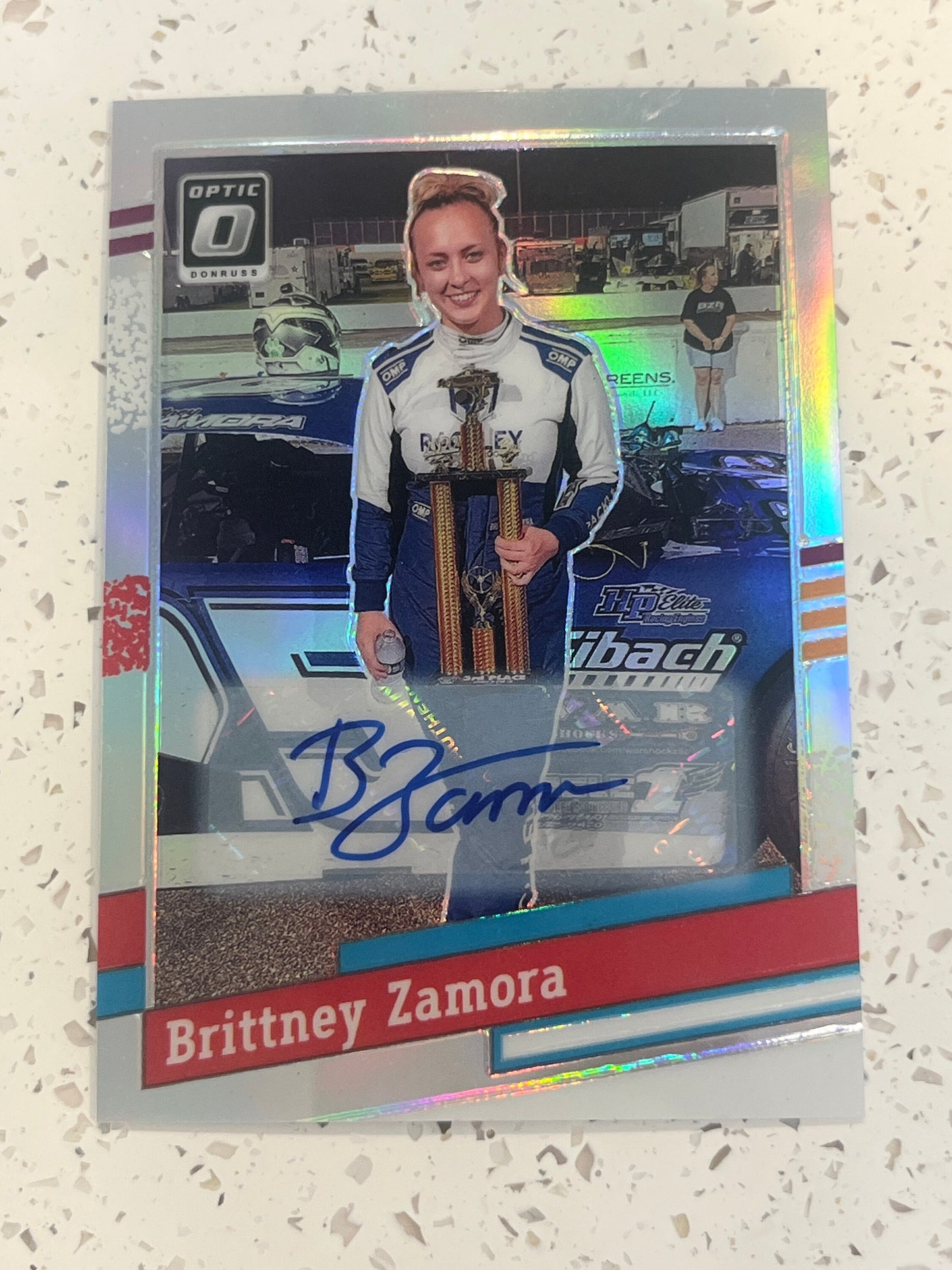 Brittney Zamora AUTO - 2024 Donruss Racing OPTIC Prizm NASCAR Panini Hologram card