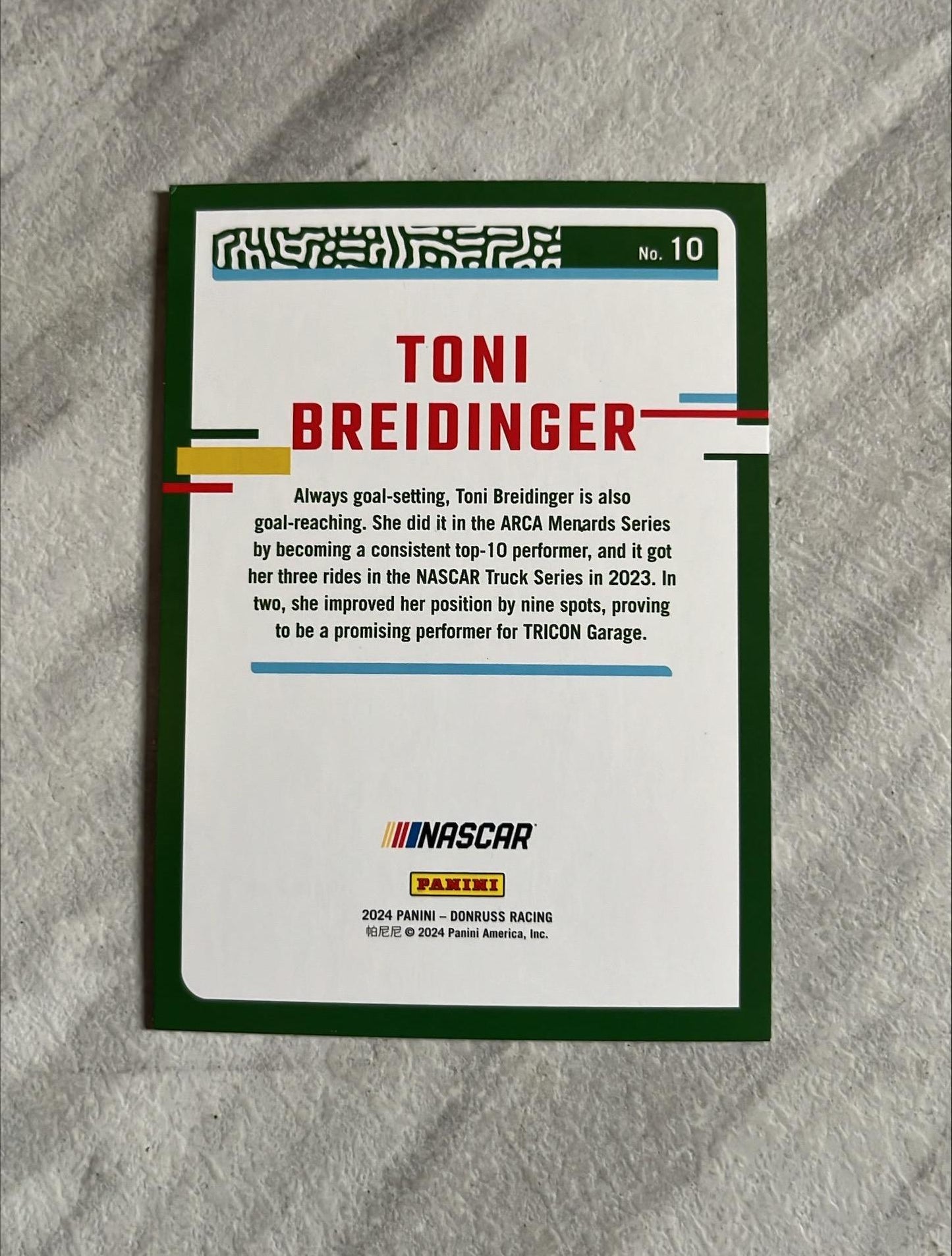 Toni Breidinger - 2024 NASCAR Donruss Racing base card