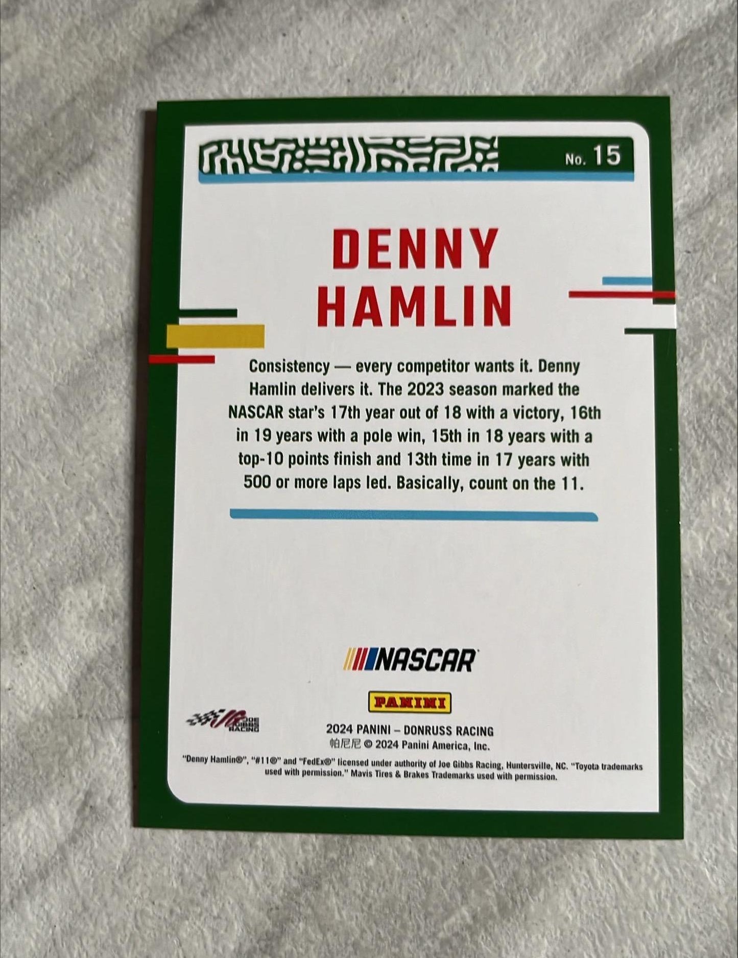 Denny Hamlin - 2024 NASCAR Donruss Racing base card