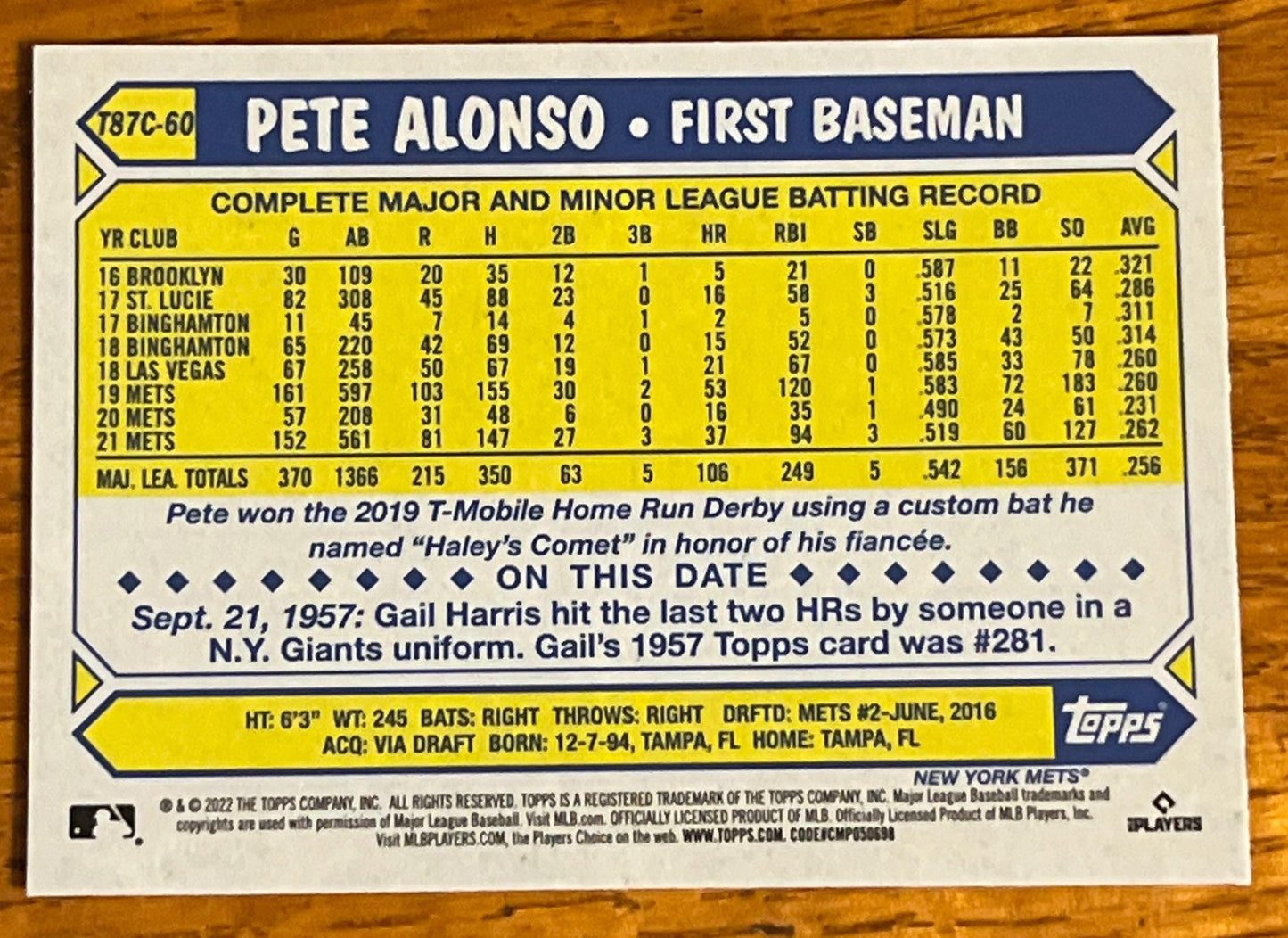 Pete Alonso - New York Mets 2022 Topps Chrome Gold refractor 35th Anniversary MLB Baseball