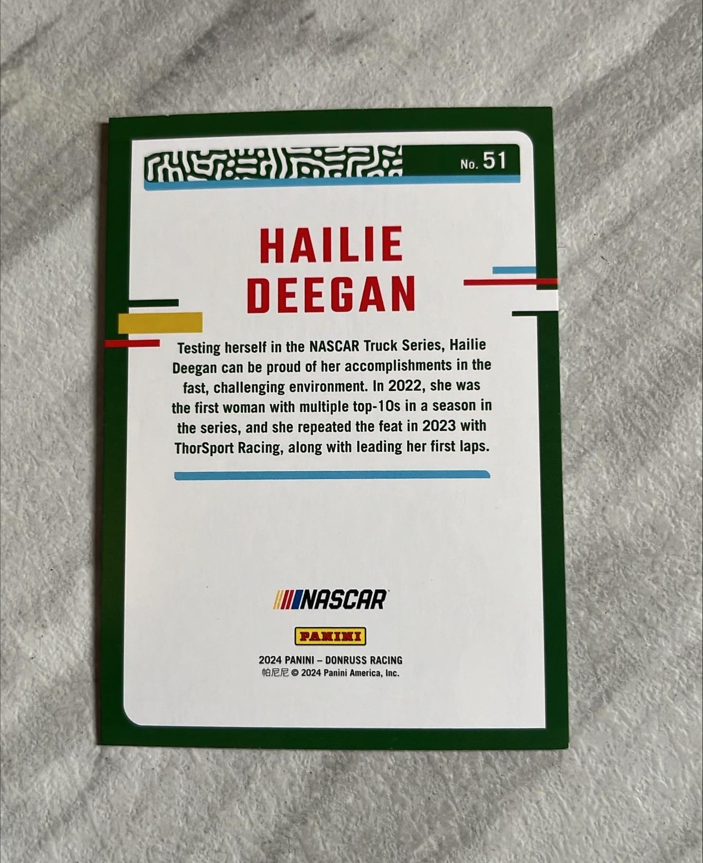 Hailie Deegan - 2024 NASCAR Donruss Racing base card